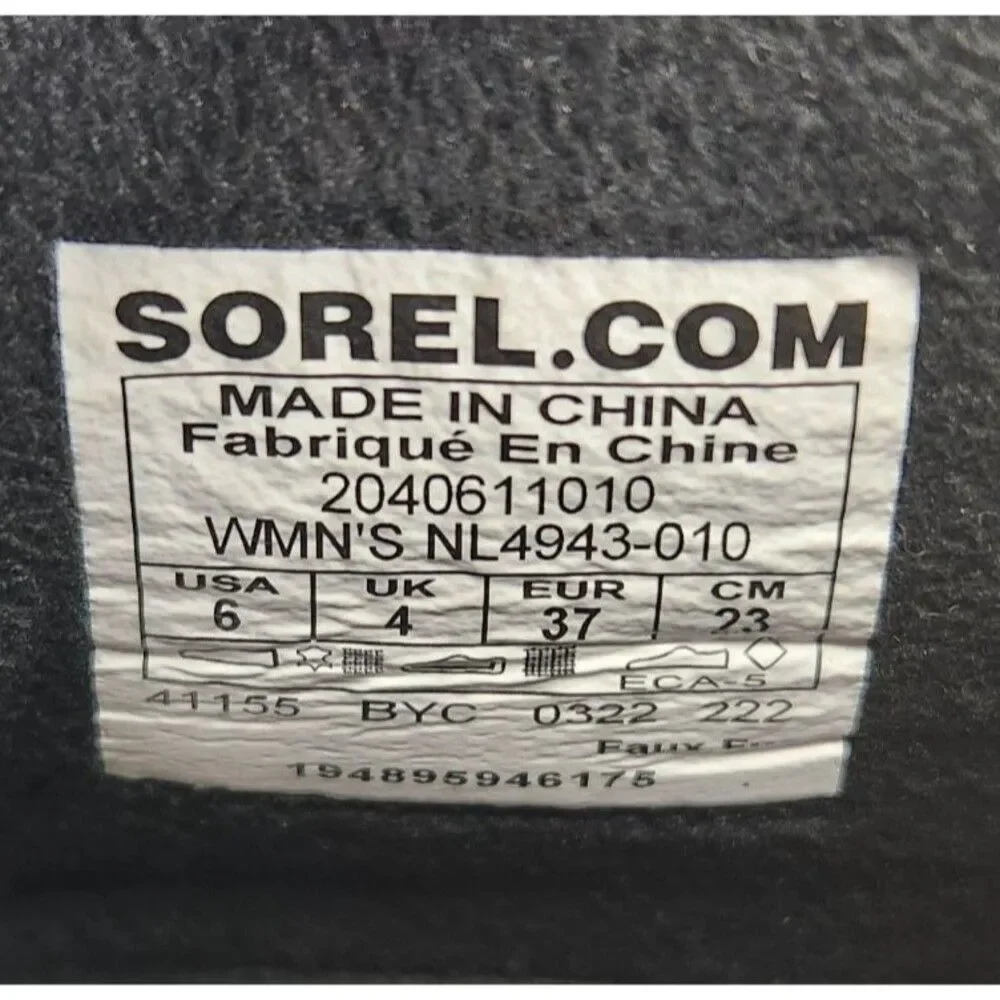 Sorel Out N About III Puffy Zip Boot Women's 6 Black Waterproof Insulated Shoes
